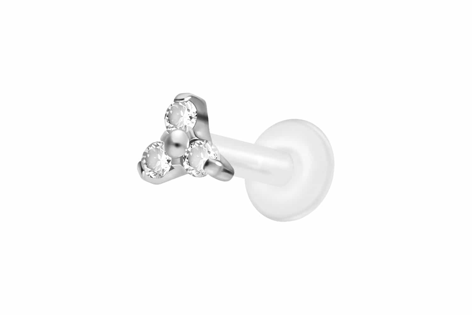 PTFE Labret mit Innengewinde + Titan-Aufsatz KRISTALLBLUME